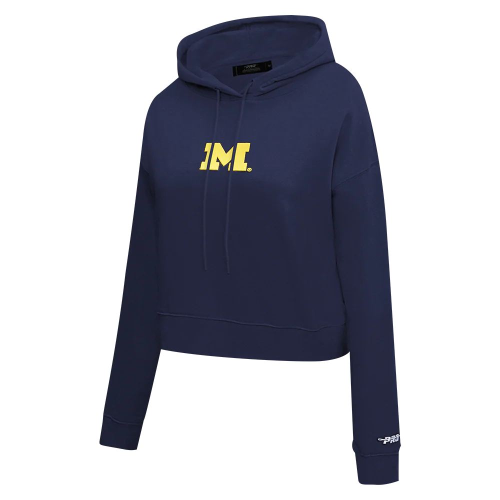 COLLEGE UNIVERSITY OF MICHIGAN WINGSPAN WOMEN'S CROPPED FLC PO HOODIE (MIDNIGHT NAVY) - Image 5