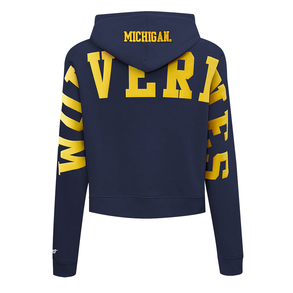 COLLEGE UNIVERSITY OF MICHIGAN WINGSPAN WOMEN'S CROPPED FLC PO HOODIE (MIDNIGHT NAVY) - Image 8