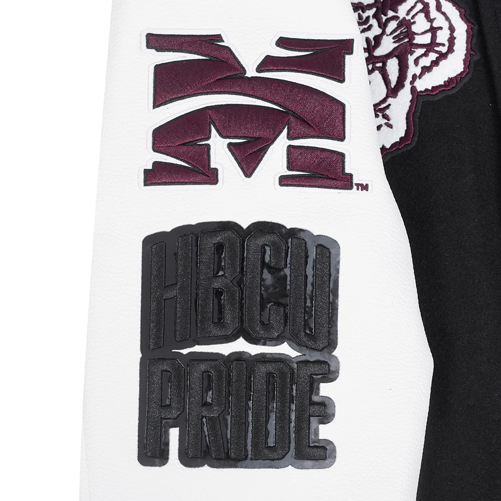 MOREHOUSE COLLEGE CLASSIC RIB WOOL VARSITY JACKET (BLACK/WHITE) - Image 7