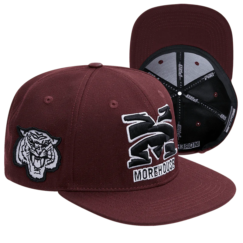 MOREHOUSE COLLEGE CLASSIC UNISEX STACKED LOGO WOOL SNAPBACK HAT (WINE) - Image 6