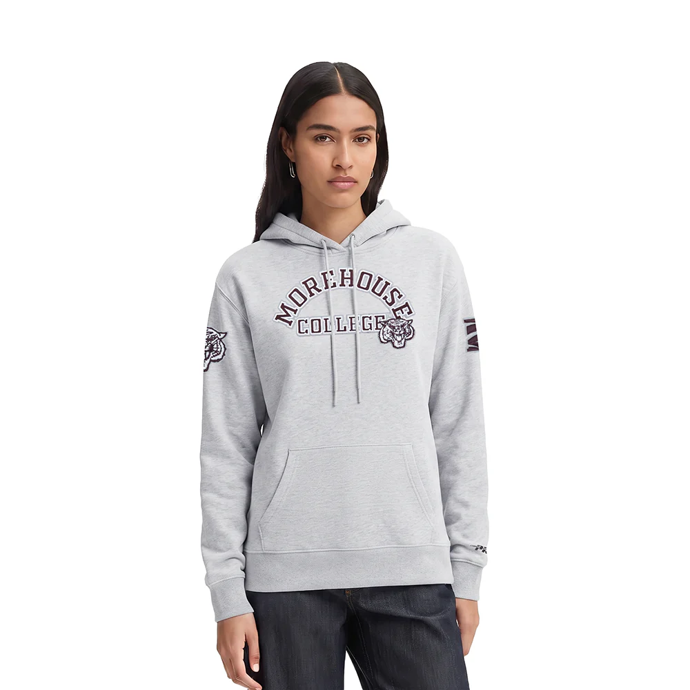COLLEGE MOREHOUSE COLLEGE CLASSIC WOMEN'S FLC PO HOODIE (HEATHER GREY)
