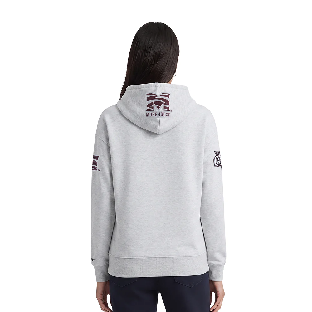 COLLEGE MOREHOUSE COLLEGE CLASSIC WOMEN'S FLC PO HOODIE (HEATHER GREY) - Image 2