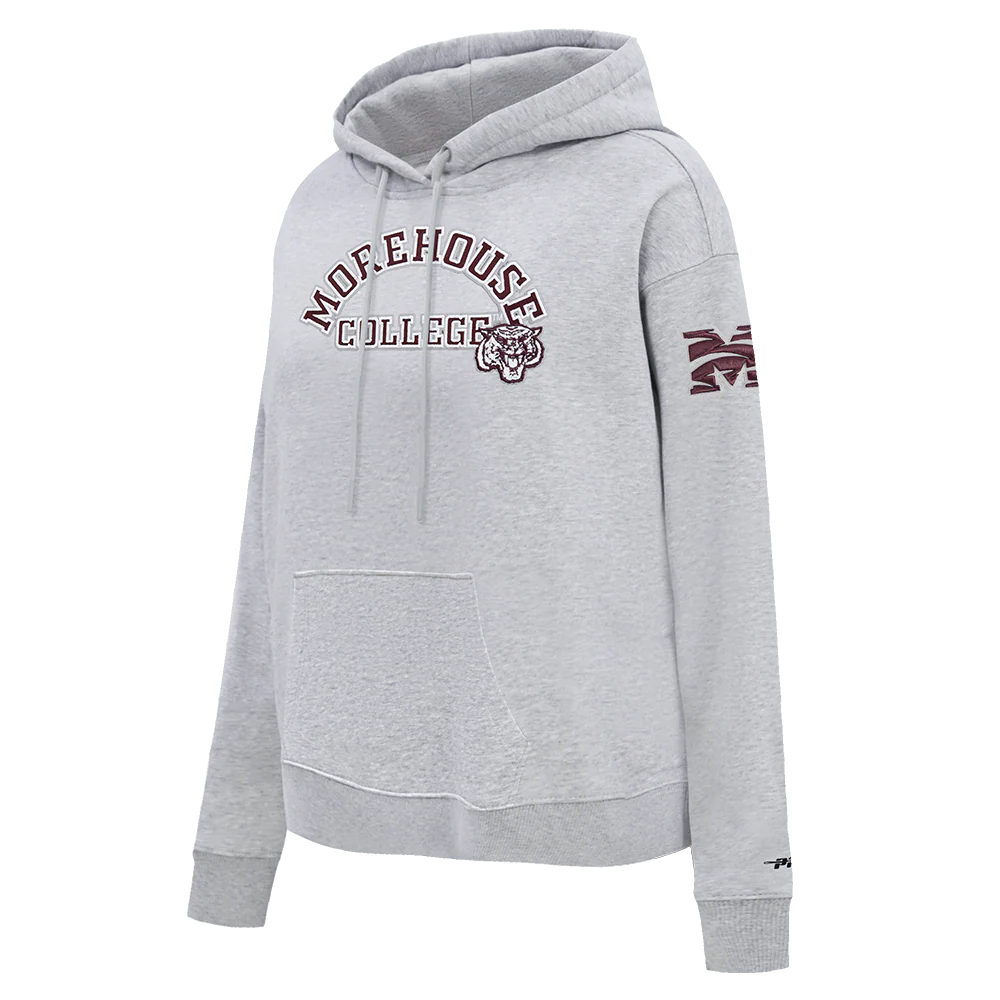 COLLEGE MOREHOUSE COLLEGE CLASSIC WOMEN'S FLC PO HOODIE (HEATHER GREY) - Image 4