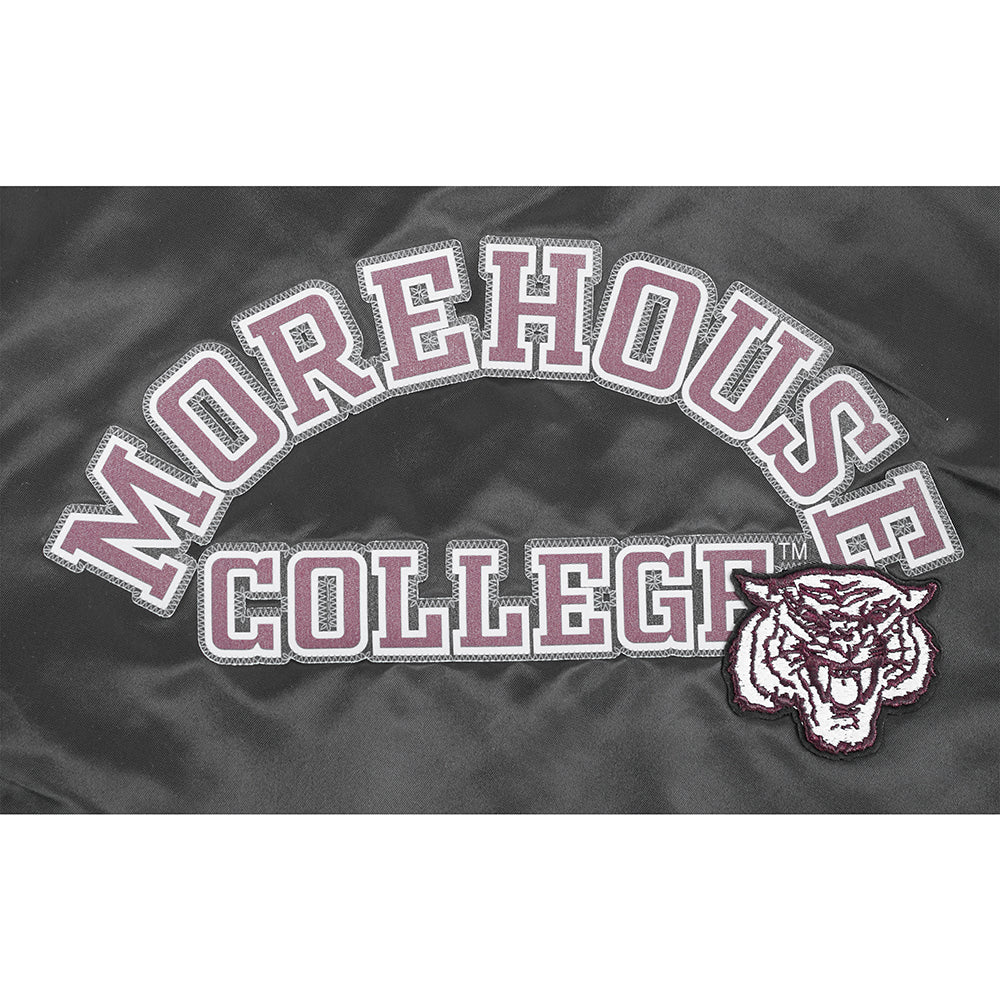 COLLEGE MOREHOUSE COLLEGE CLASSIC WOMEN'S RIB SATIN JACKET (BLACK) - Image 5