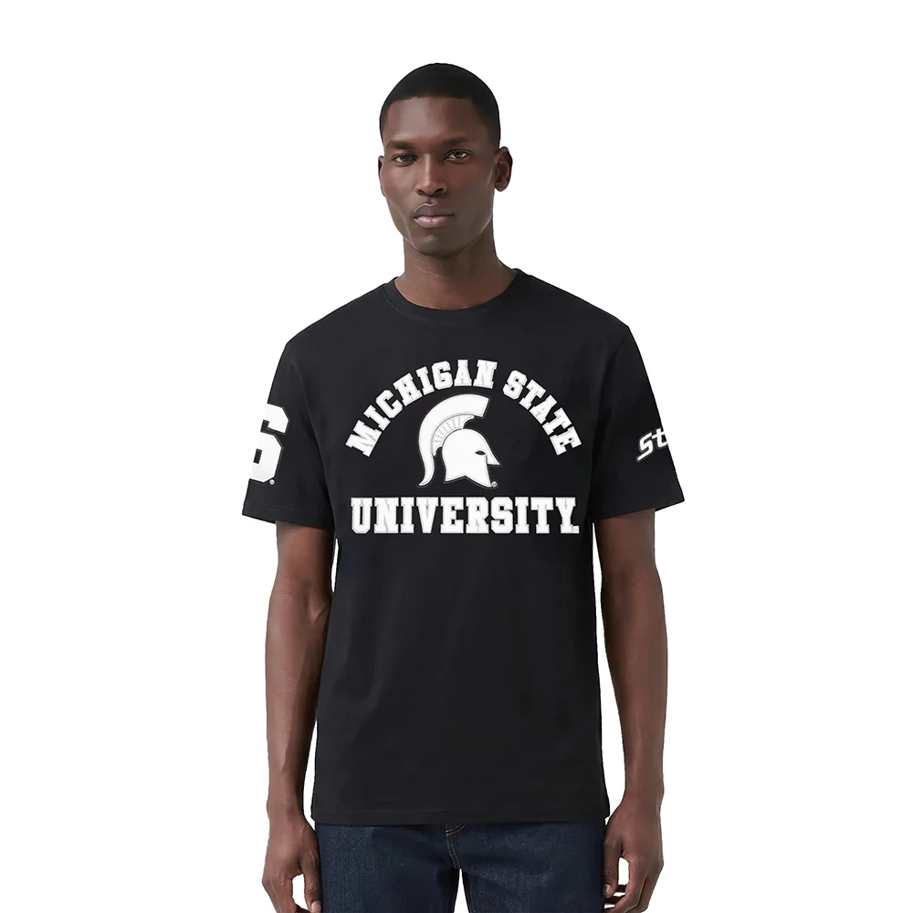 MICHIGAN STATE UNIVERSITY CLASSIC MEN'S STACKED LOGO TEE (BLACK)