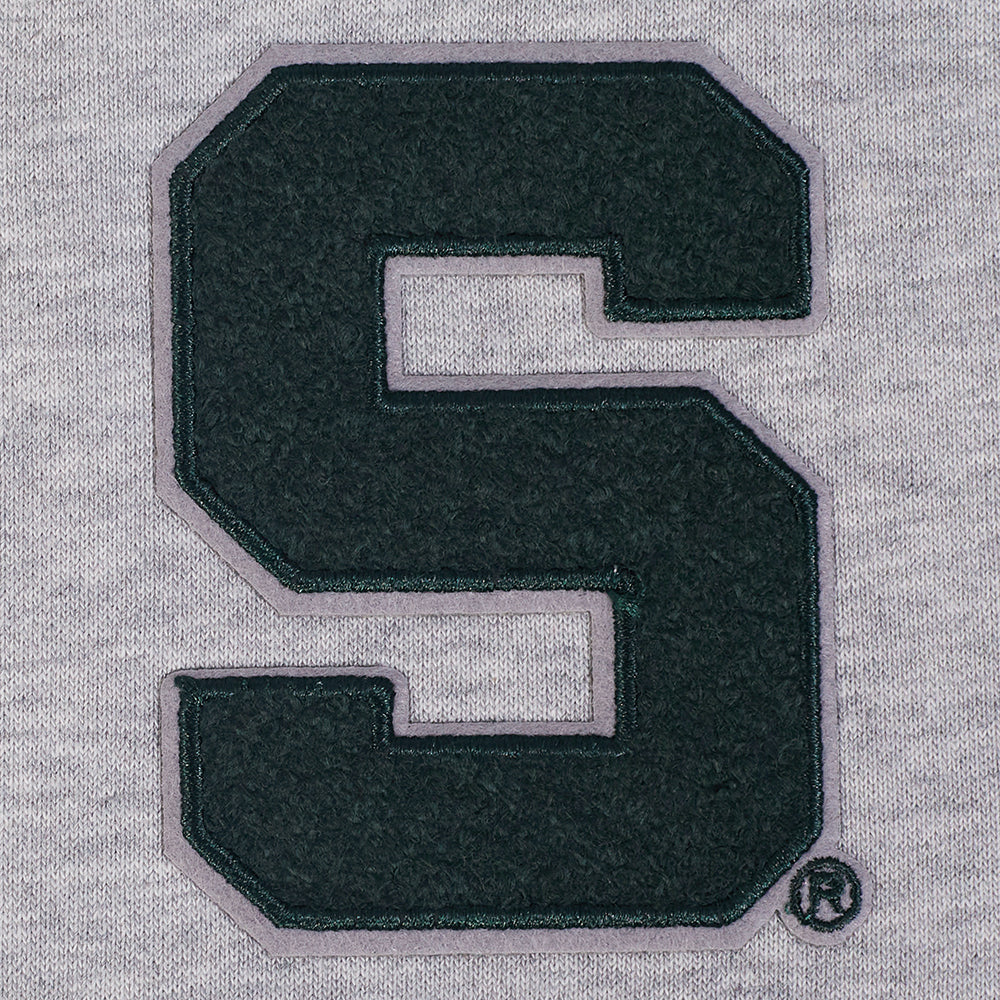 MICHIGAN STATE UNIVERSITY CLASSIC FLEECE CROPPED PULLOVER HOODIE (HEATHER GREY) - Image 5