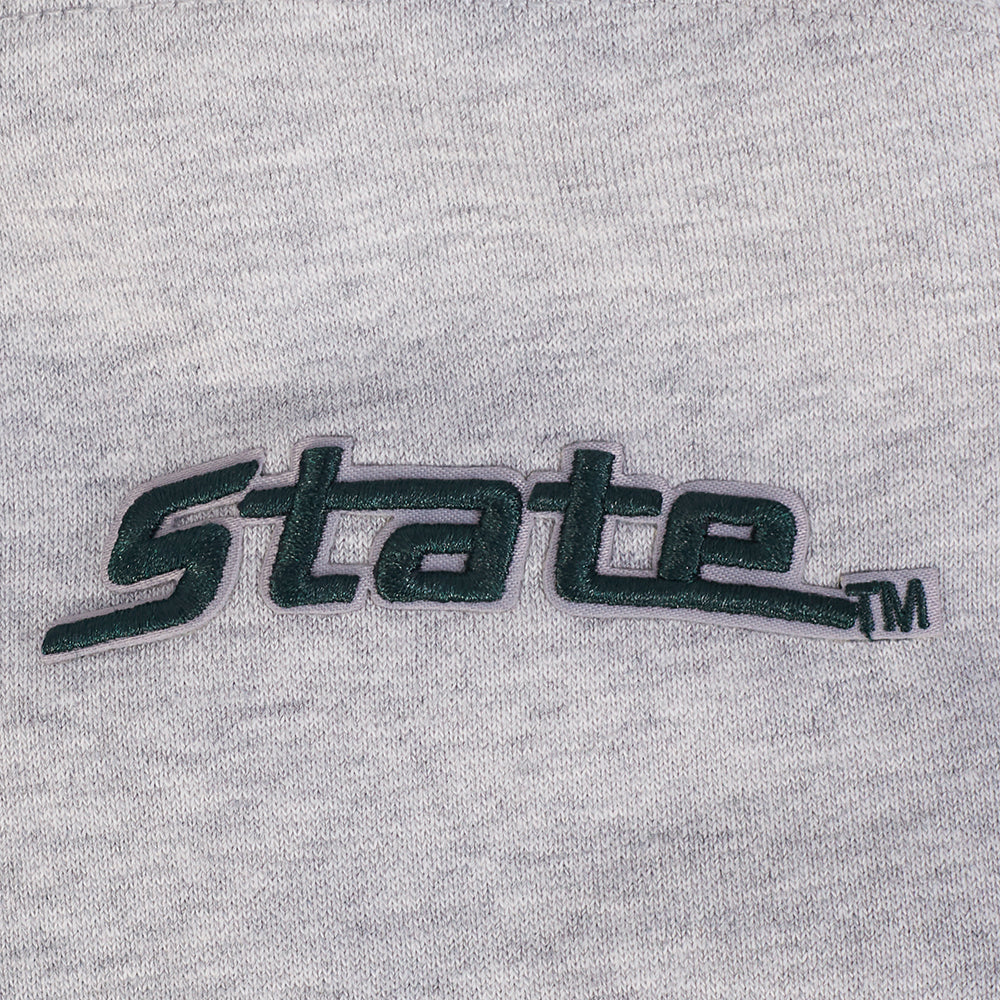 MICHIGAN STATE UNIVERSITY CLASSIC FLEECE CROPPED PULLOVER HOODIE (HEATHER GREY) - Image 6
