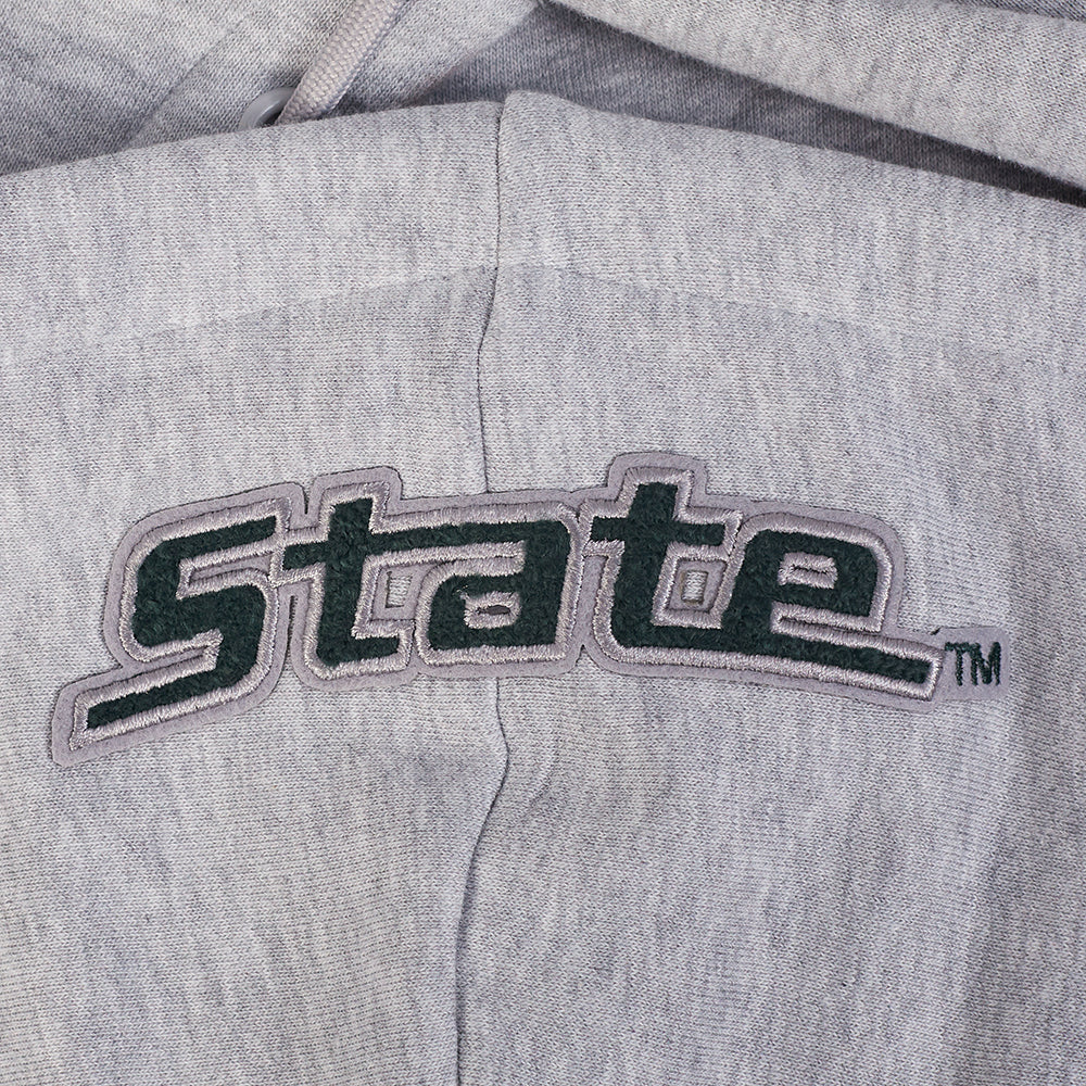 MICHIGAN STATE UNIVERSITY CLASSIC FLEECE CROPPED PULLOVER HOODIE (HEATHER GREY) - Image 7