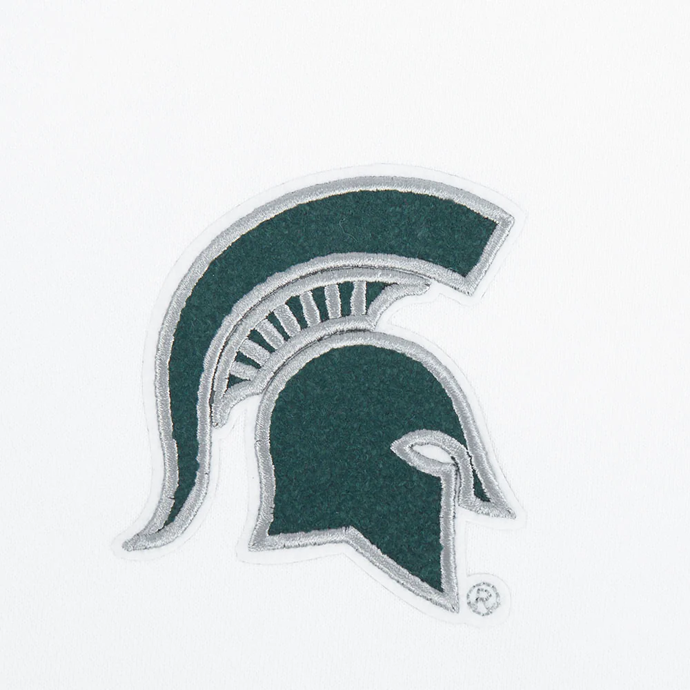 COLLEGE MICHIGAN STATE UNIVERSITY CLASSIC WOMEN'S FLC RIB CROPPED PO HOODIE (WHITE/BLACK) - Image 5