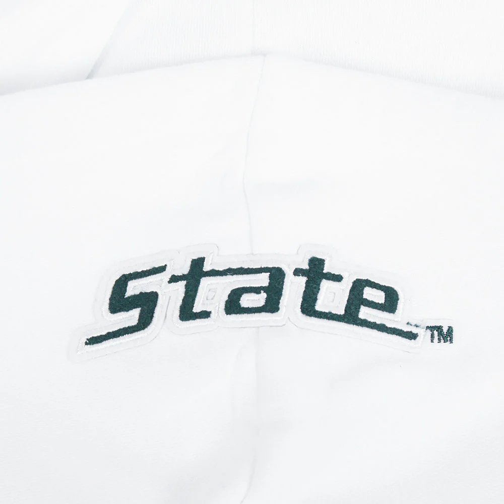 COLLEGE MICHIGAN STATE UNIVERSITY CLASSIC WOMEN'S FLC RIB CROPPED PO HOODIE (WHITE/BLACK) - Image 6