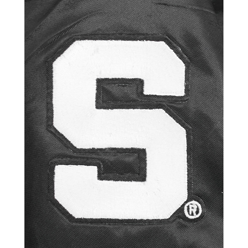 COLLEGE MICHIGAN STATE UNIVERSITY CLASSIC WOMEN'S RIB SATIN JACKET (BLACK) - Image 5