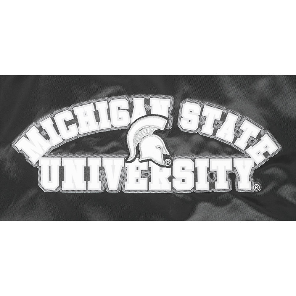 COLLEGE MICHIGAN STATE UNIVERSITY CLASSIC WOMEN'S RIB SATIN JACKET (BLACK) - Image 9