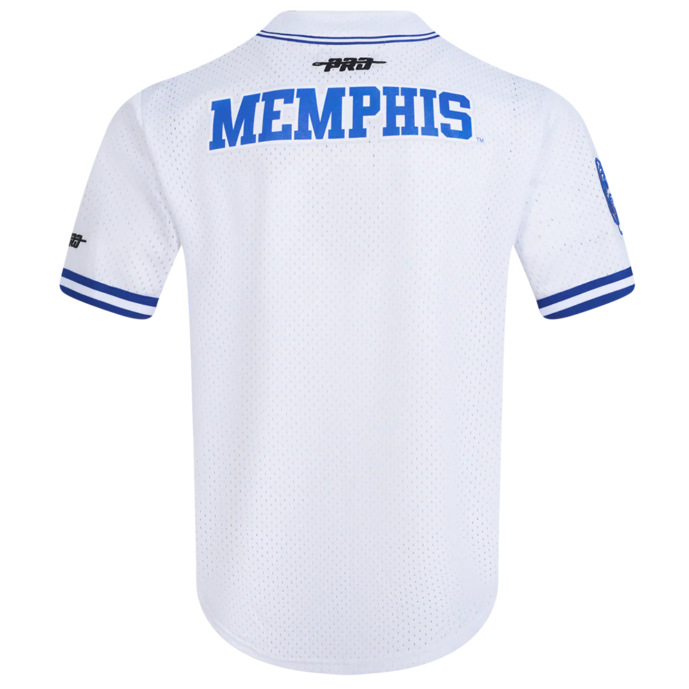 UNIVERSITY OF MEMPHIS CLASSIC MESH MEN'S MESH BUTTON DOWN SHIRT (WHITE/ROYAL BLUE) - Image 3