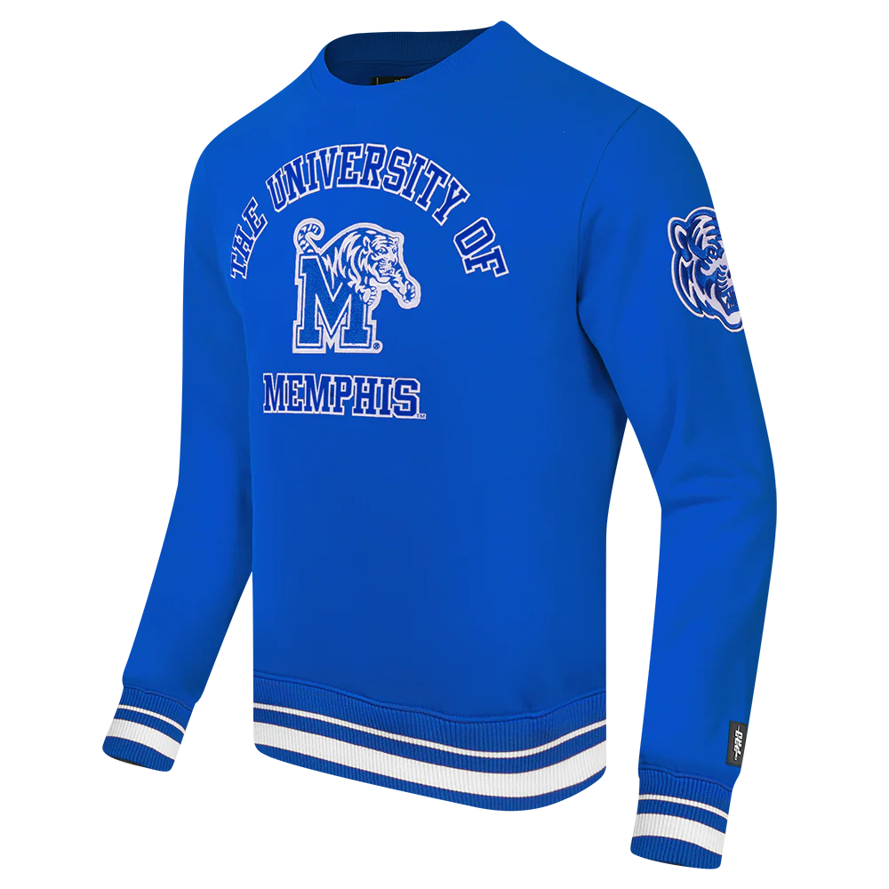 UNIVERSITY OF MEMPHIS CLASSIC MEN'S STACKED LOGO CREWNECK (ROYAL BLUE) - Image 3
