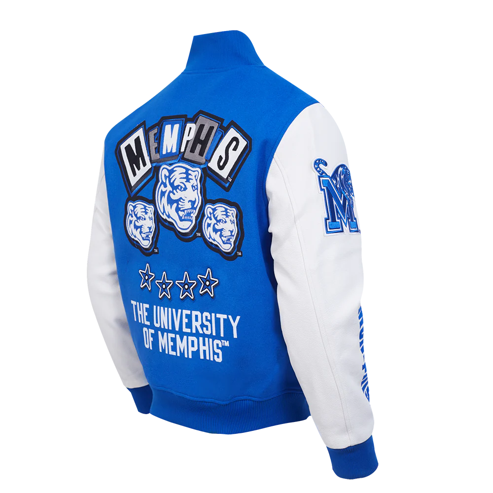 UNIVERSITY OF MEMPHIS HOMECOMING MEN'S WOOL VARSITY JACKET (ROYAL BLUE/WHITE) - Image 4