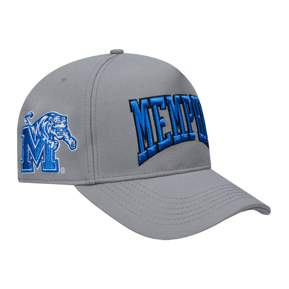 COLLEGE UNIVERSITY OF MEMPHIS CREST EMBLEM MEN'S PINCH FRONT STRAPBACK H (GRAY) - Image 5