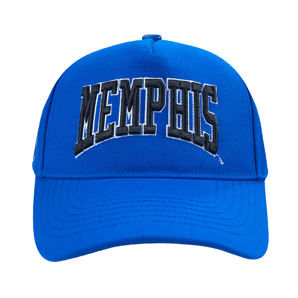COLLEGE UNIVERSITY OF MEMPHIS CREST EMBLEM MEN'S PINCH FRONT STRAPBACK H (ROYAL BLUE)