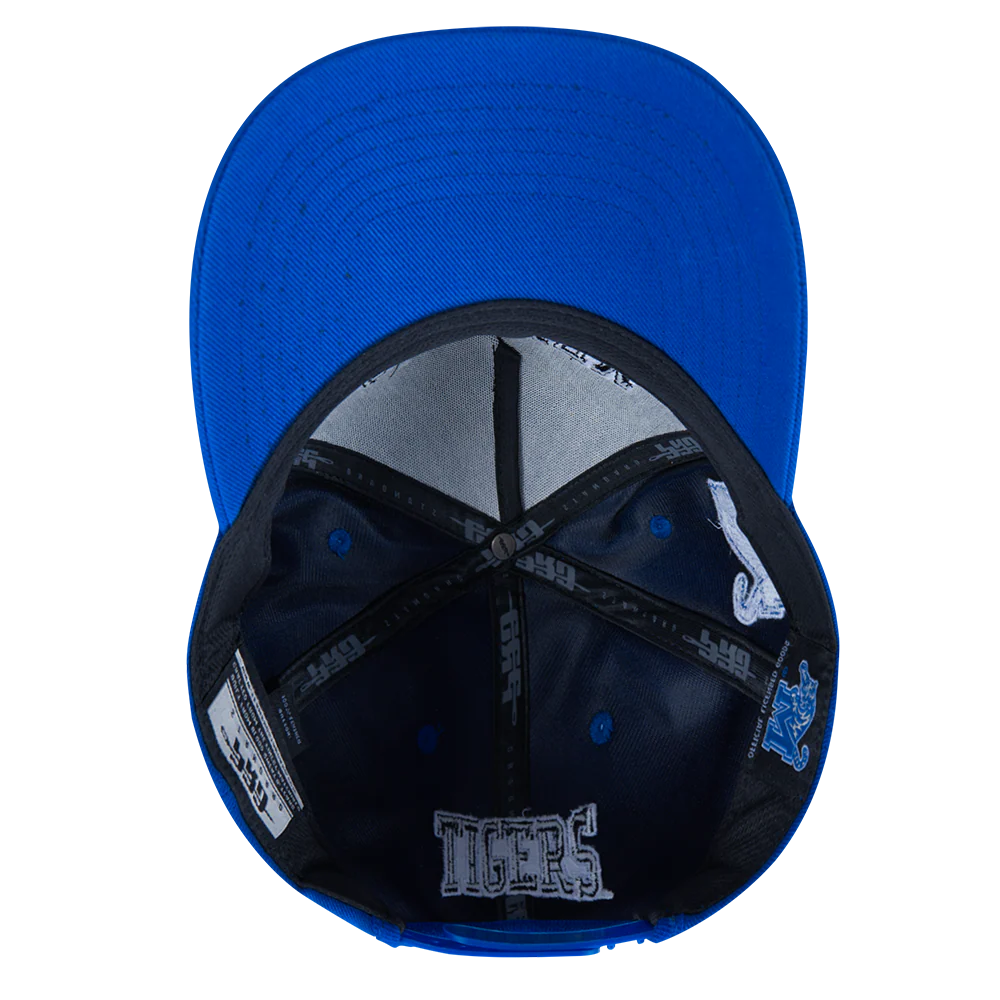 COLLEGE UNIVERSITY OF MEMPHIS CREST EMBLEM MEN'S PINCH FRONT STRAPBACK H (ROYAL BLUE) - Image 6