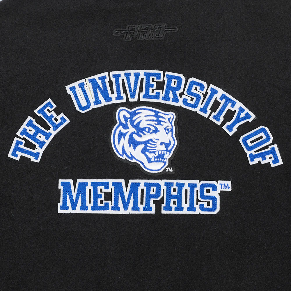 UNIVERSITY OF MEMPHIS CLASSIC WOMEN'S RIB WOOL VARSITY JACKET (BLACK/ROYAL BLUE/BLACK) - Image 10