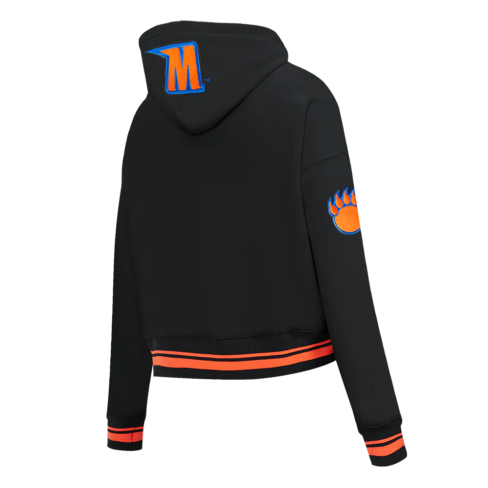 COLLEGE MORGAN STATE UNIVERSITY CLASSIC WOMEN'S RIB FLC CROPPED PO HOODIE (BLACK/ORANGE) - Image 4