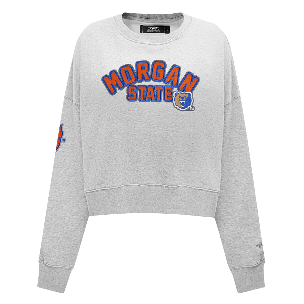COLLEGE MORGAN STATE UNIVERSITY CLASSIC WOMEN'S FLC CREWNECK (HEATHER GREY) - Image 3