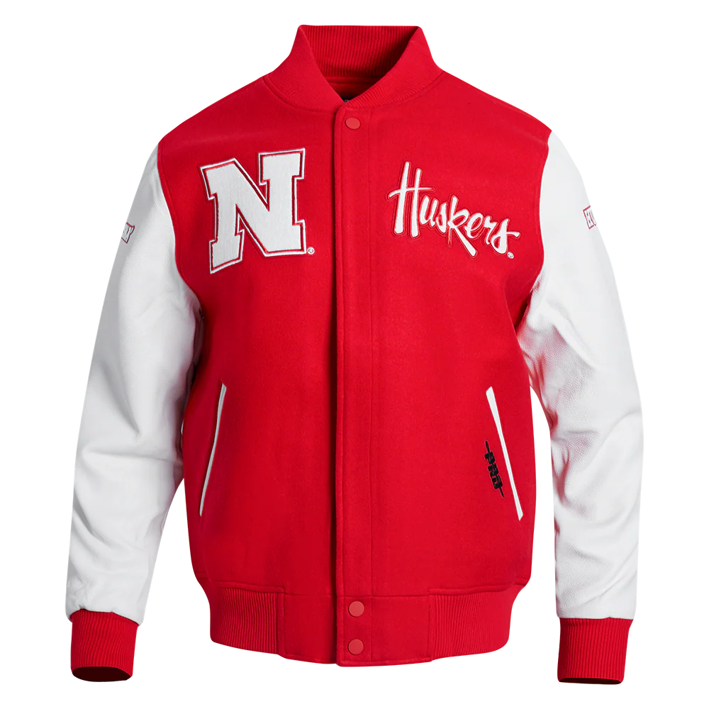 UNIVERSITY OF NEBRASKA CLASSIC WOOL VARSITY JACKET (RED/WHITE)