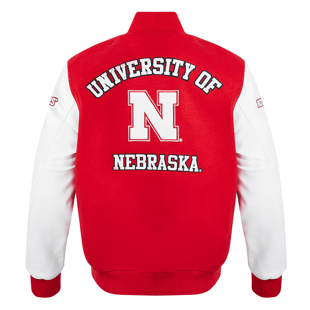 UNIVERSITY OF NEBRASKA CLASSIC WOOL VARSITY JACKET (RED/WHITE) - Image 3