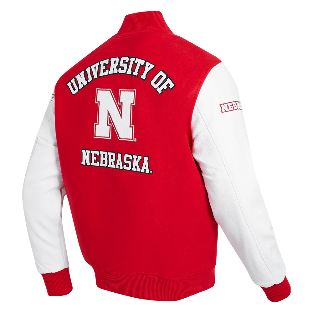UNIVERSITY OF NEBRASKA CLASSIC WOOL VARSITY JACKET (RED/WHITE) - Image 4