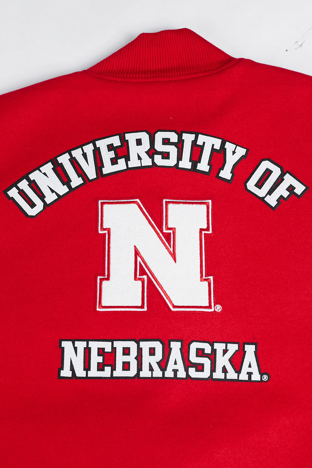 UNIVERSITY OF NEBRASKA CLASSIC WOOL VARSITY JACKET (RED/WHITE) - Image 9