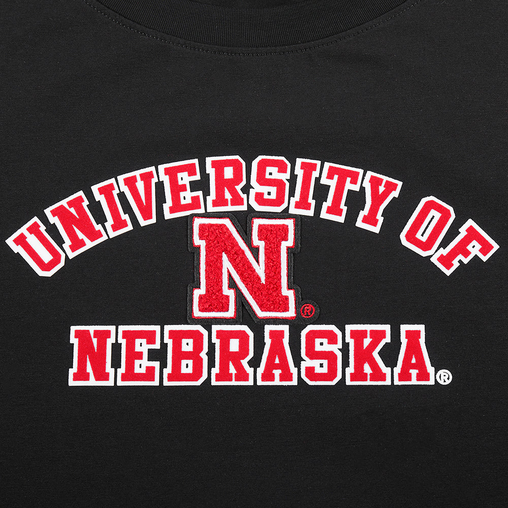 UNIVERSITY OF NEBRASKA CLASSIC WOMEN'S SINGLE JERSEY BOXY TEE (BLACK) - Image 11