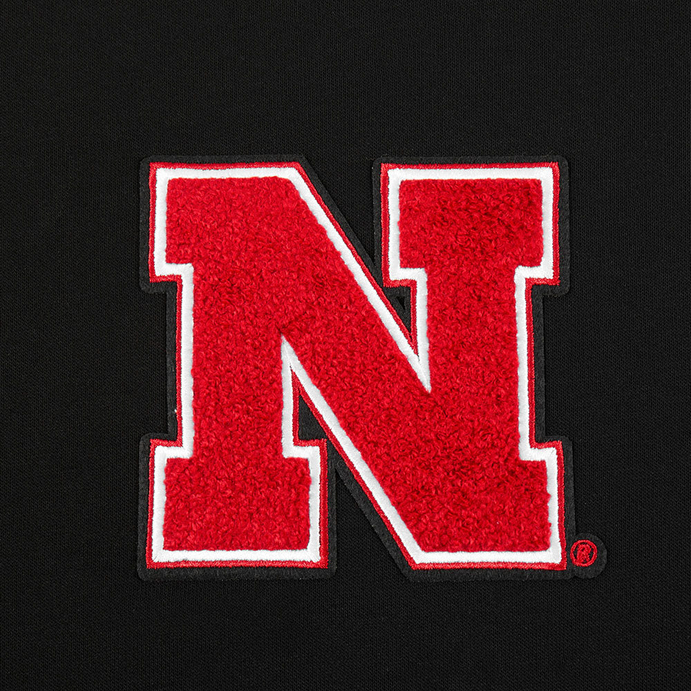 UNIVERSITY OF NEBRASKA CLASSIC WOMEN'S RIB FLEECE CREWNECK (BLACK/RED) - Image 5