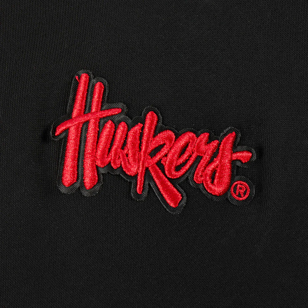 UNIVERSITY OF NEBRASKA CLASSIC WOMEN'S RIB FLEECE CREWNECK (BLACK/RED) - Image 7