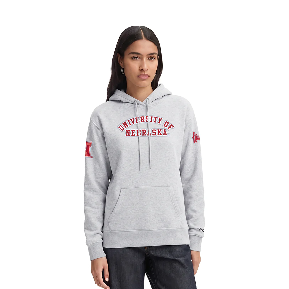 COLLEGE UNIVERSITY OF NEBRASKA CLASSIC WOMEN'S FLC PO HOODIE (HEATHER GREY)