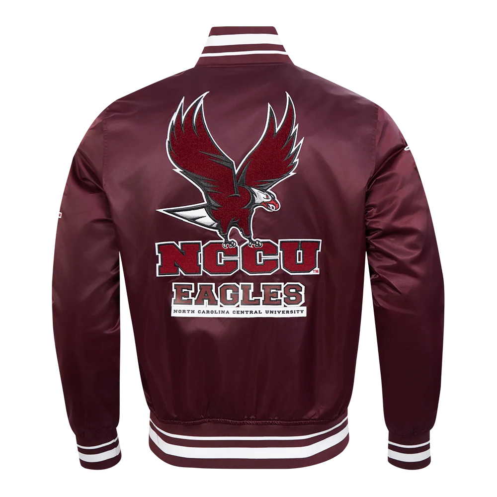 NORTH CAROLINA CENTRAL UNIVERSITY CLASSIC RIB SATIN JACKET (WINE) - Image 3
