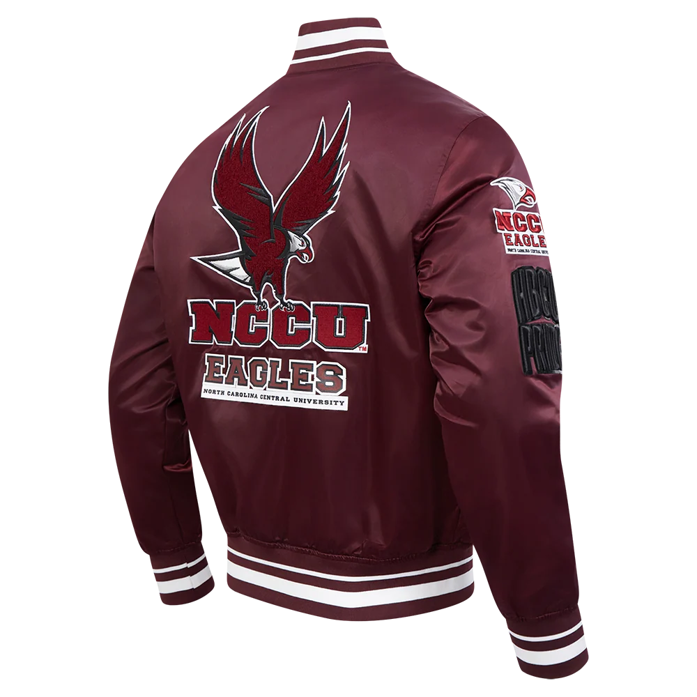 NORTH CAROLINA CENTRAL UNIVERSITY CLASSIC RIB SATIN JACKET (WINE) - Image 4