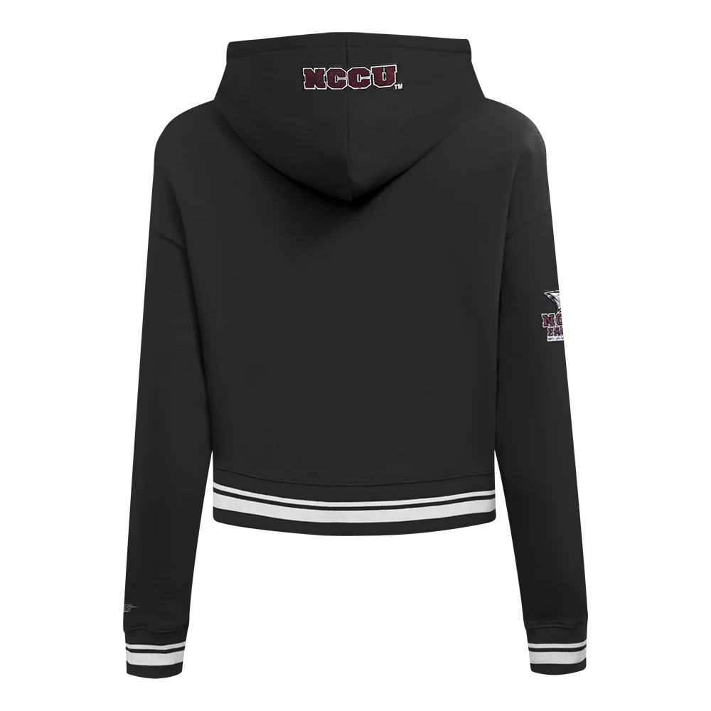 COLLEGE NORTH CAROLINA CENTRAL UNIVERSITY CLASSIC WOMEN'S RIB FLC CROPPED PO (BLACK) - Image 3