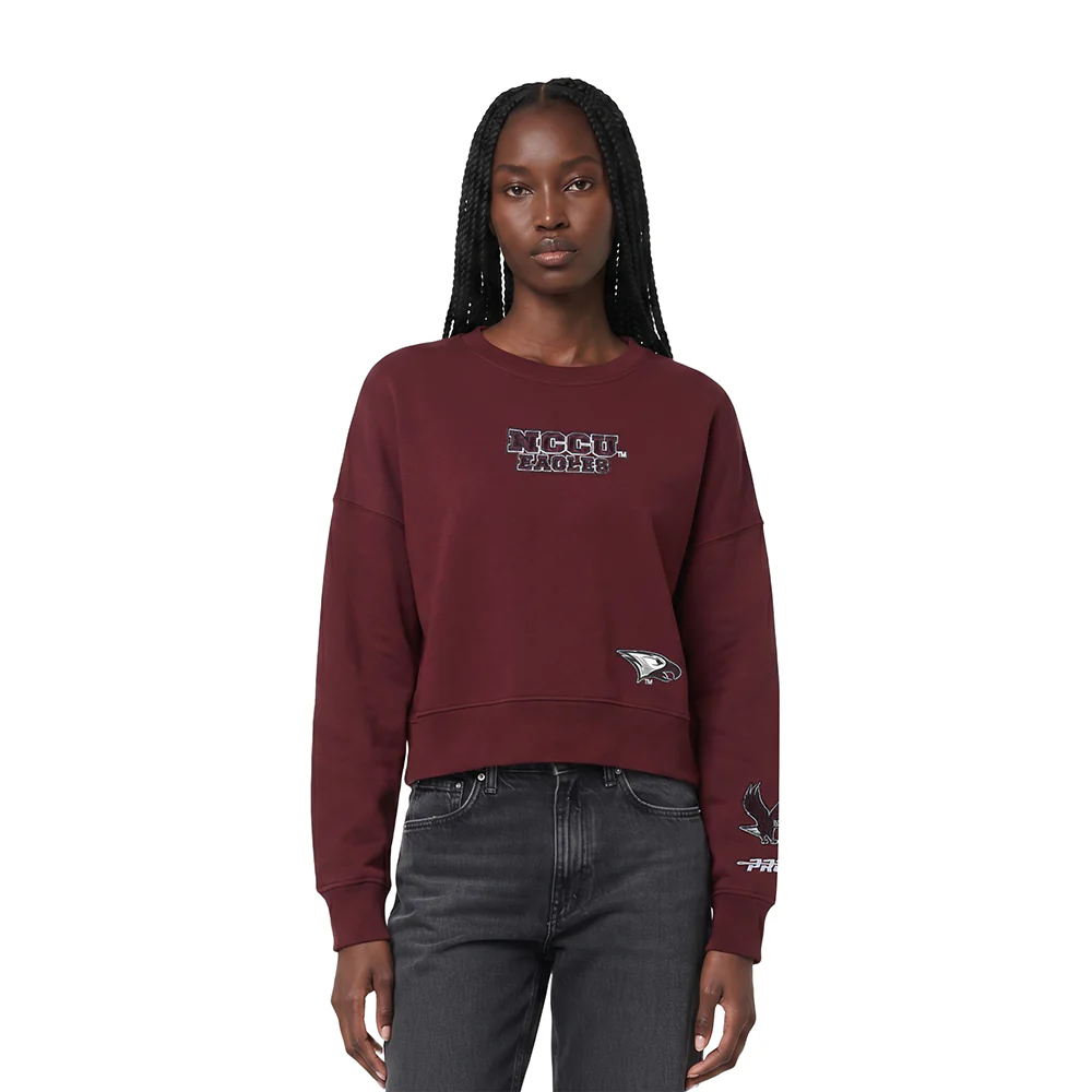 COLLEGE NORTH CAROLINA CENTRAL UNIVERSITY WINGSPAN WOMEN'S FLC CREWNECK (WINE) - Image 2