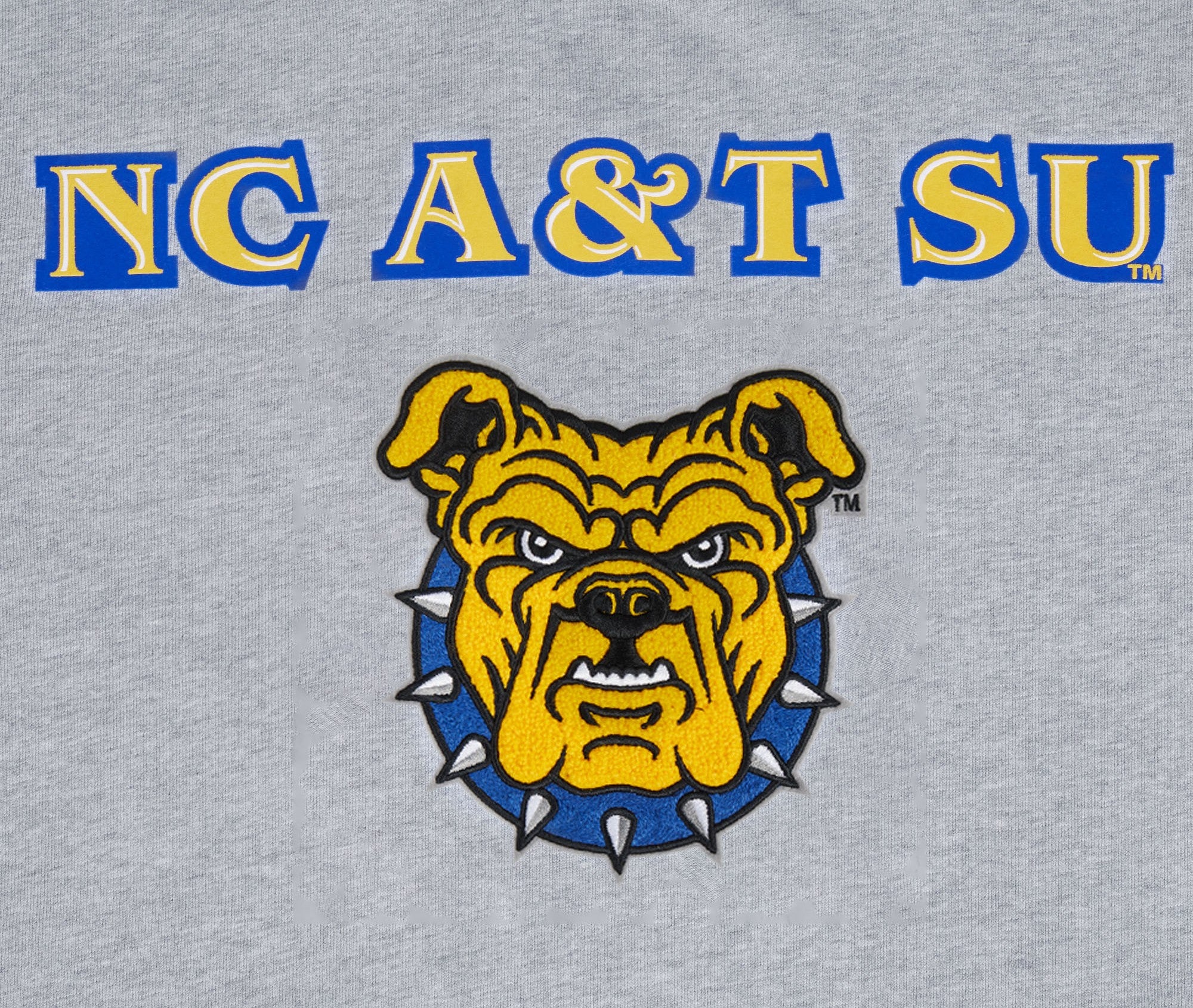 NORTH CAROLINA A&T STATE UNIVERSITY CLASSIC STACKED LOGO FLEECE CREWNECK (HEATHER GREY/DODGER BLUE) - Image 5