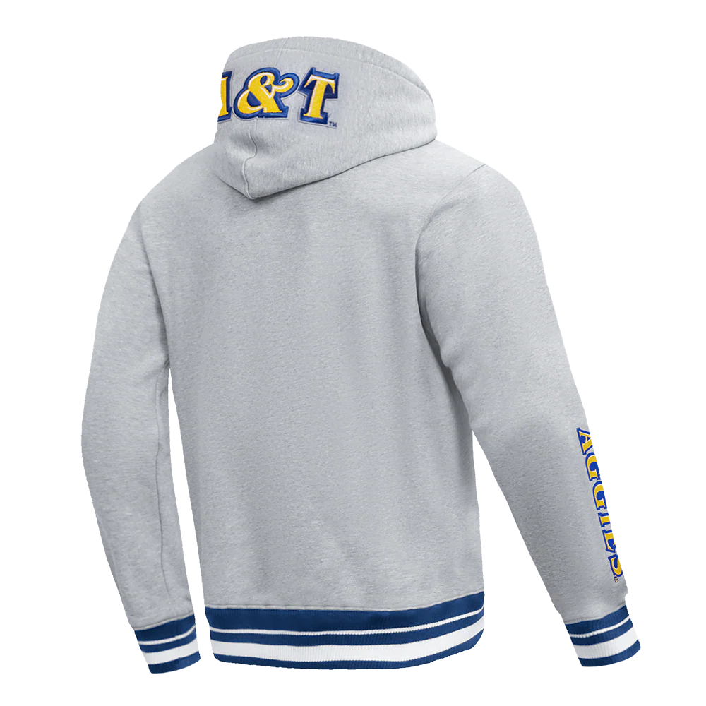 NORTH CAROLINA A&T STATE UNIVERSITY CLASSIC STACKED LOGO FLEECE CREWNECK (HEATHER GREY/DODGER BLUE) - Image 4