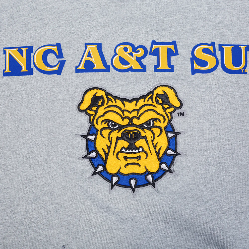NORTH CAROLINA A&T STATE UNIVERSITY CLASSIC STACKED LOGO FLEECE CREWNECK (HEATHER GREY/DODGER BLUE) - Image 5