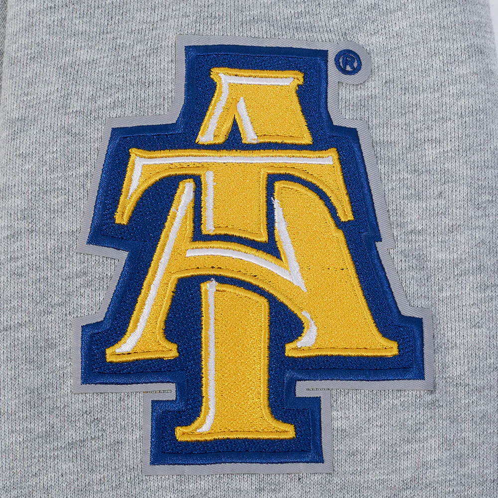 NORTH CAROLINA A&T STATE UNIVERSITY CLASSIC STACKED LOGO FLEECE CREWNECK (HEATHER GREY/DODGER BLUE) - Image 6