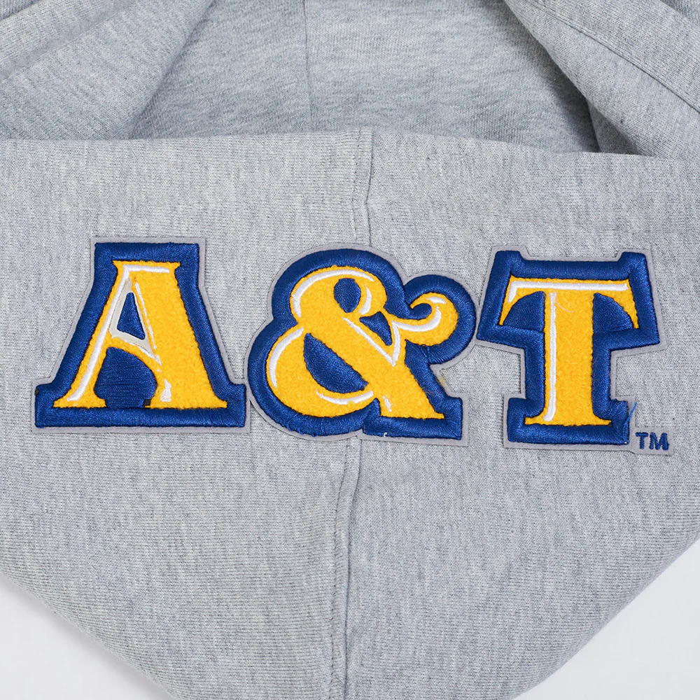 NORTH CAROLINA A&T STATE UNIVERSITY CLASSIC STACKED LOGO FLEECE CREWNECK (HEATHER GREY/DODGER BLUE) - Image 8