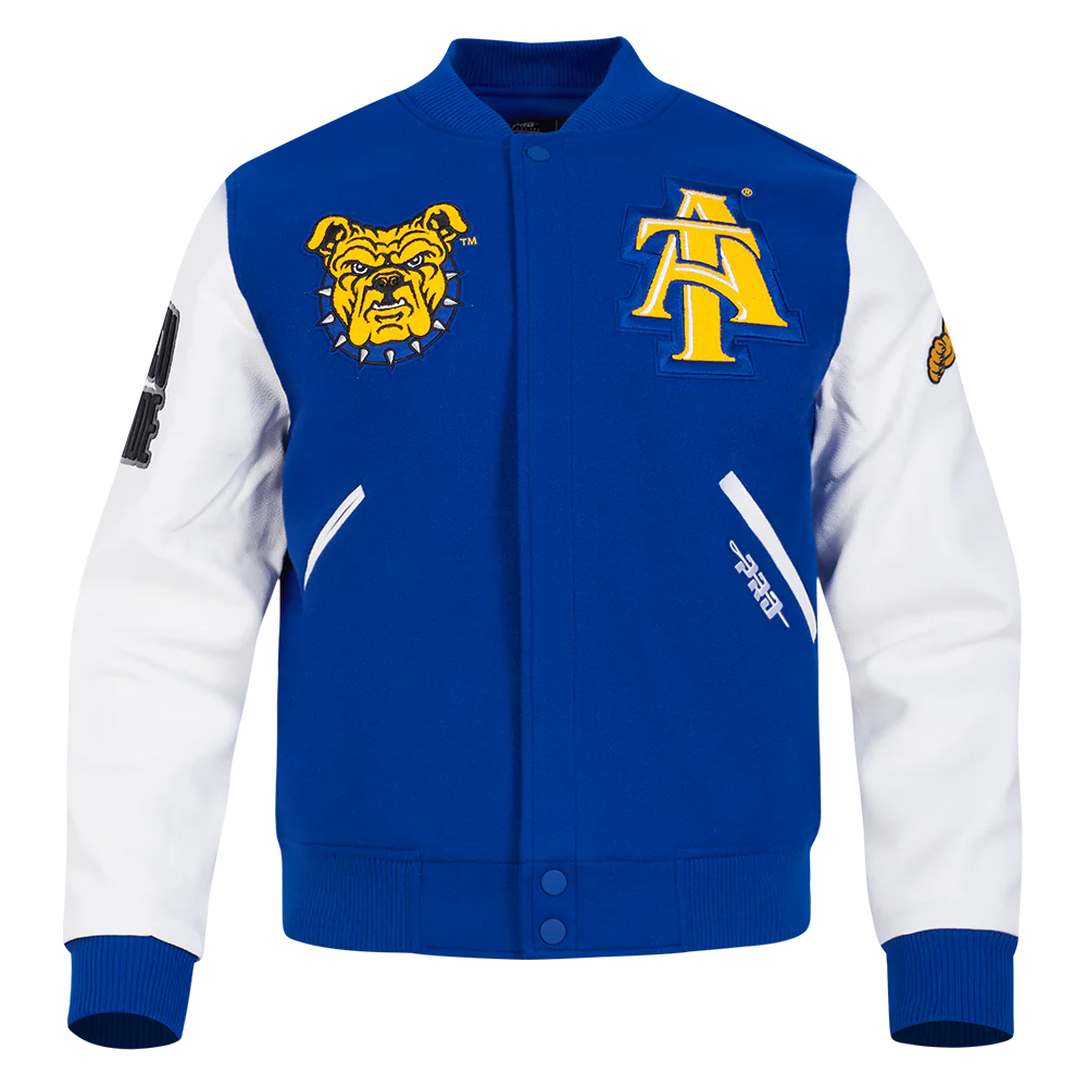 NORTH CAROLINA A&T STATE UNIVERSITY CLASSIC WOOL VARSITY JACKET (DODGER BLUE/WHITE)