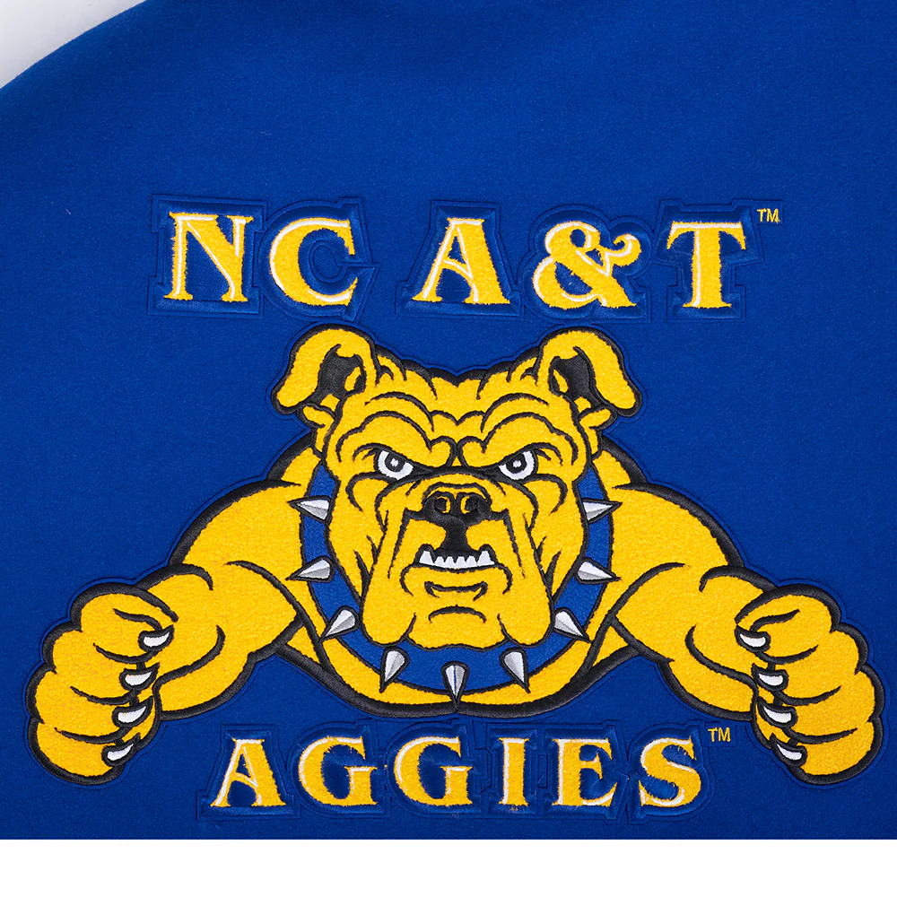 NORTH CAROLINA A&T STATE UNIVERSITY CLASSIC WOOL VARSITY JACKET (DODGER BLUE/WHITE) - Image 10