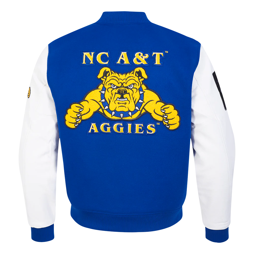 NORTH CAROLINA A&T STATE UNIVERSITY CLASSIC WOOL VARSITY JACKET (DODGER BLUE/WHITE) - Image 3