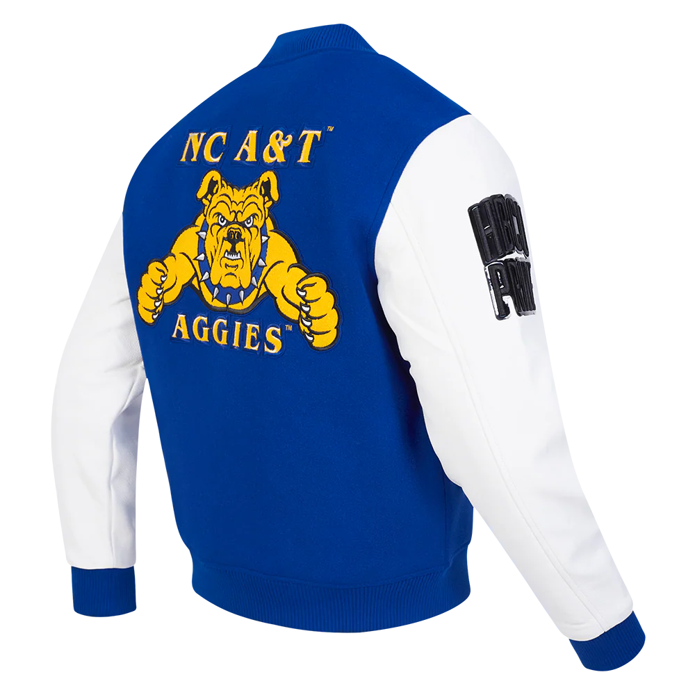 NORTH CAROLINA A&T STATE UNIVERSITY CLASSIC WOOL VARSITY JACKET (DODGER BLUE/WHITE) - Image 4