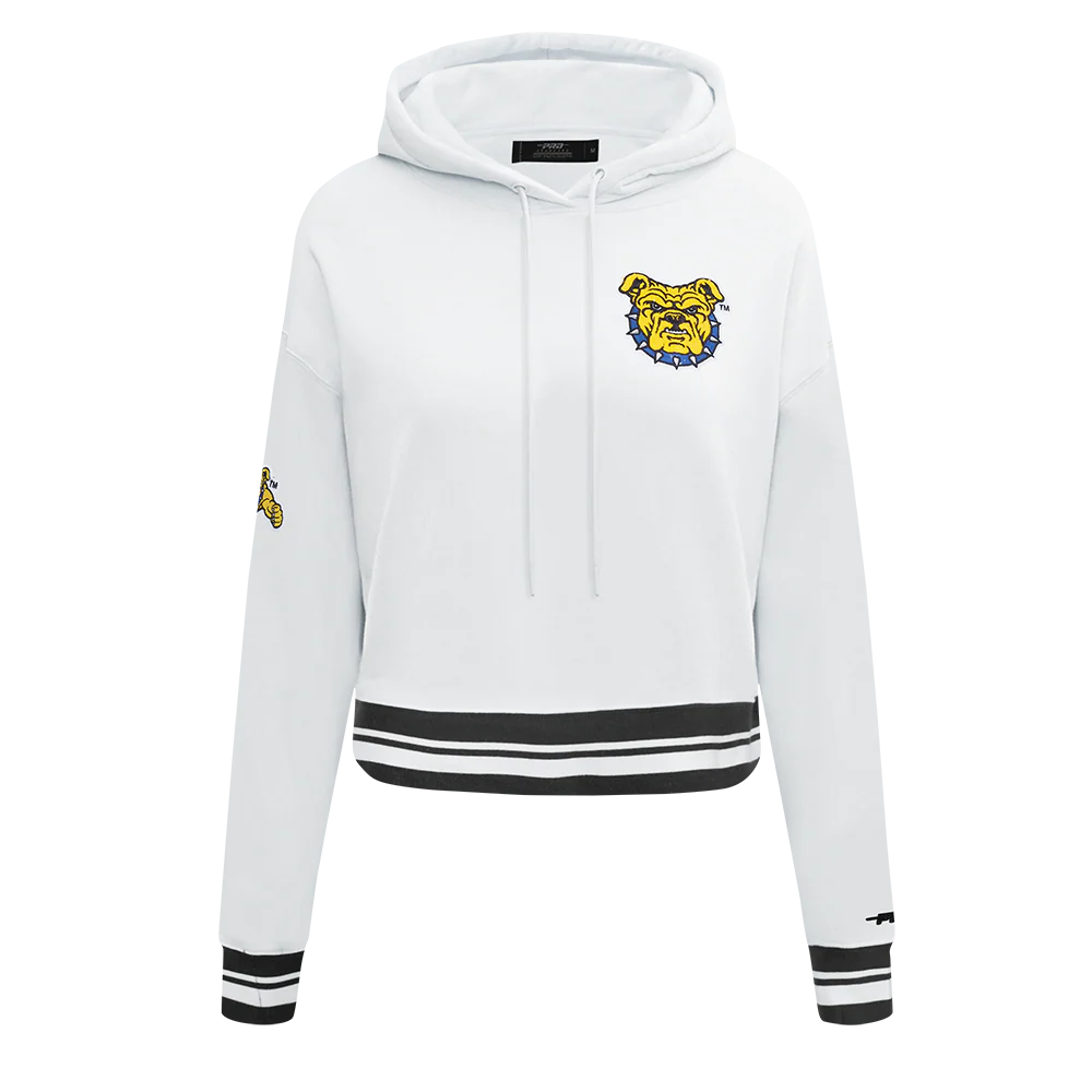 COLLEGE NORTH CAROLINA A&T STATE UNIVERSITY CLASSIC WOMEN'S RIB FLC CROPPED (WHITE/BLACK)