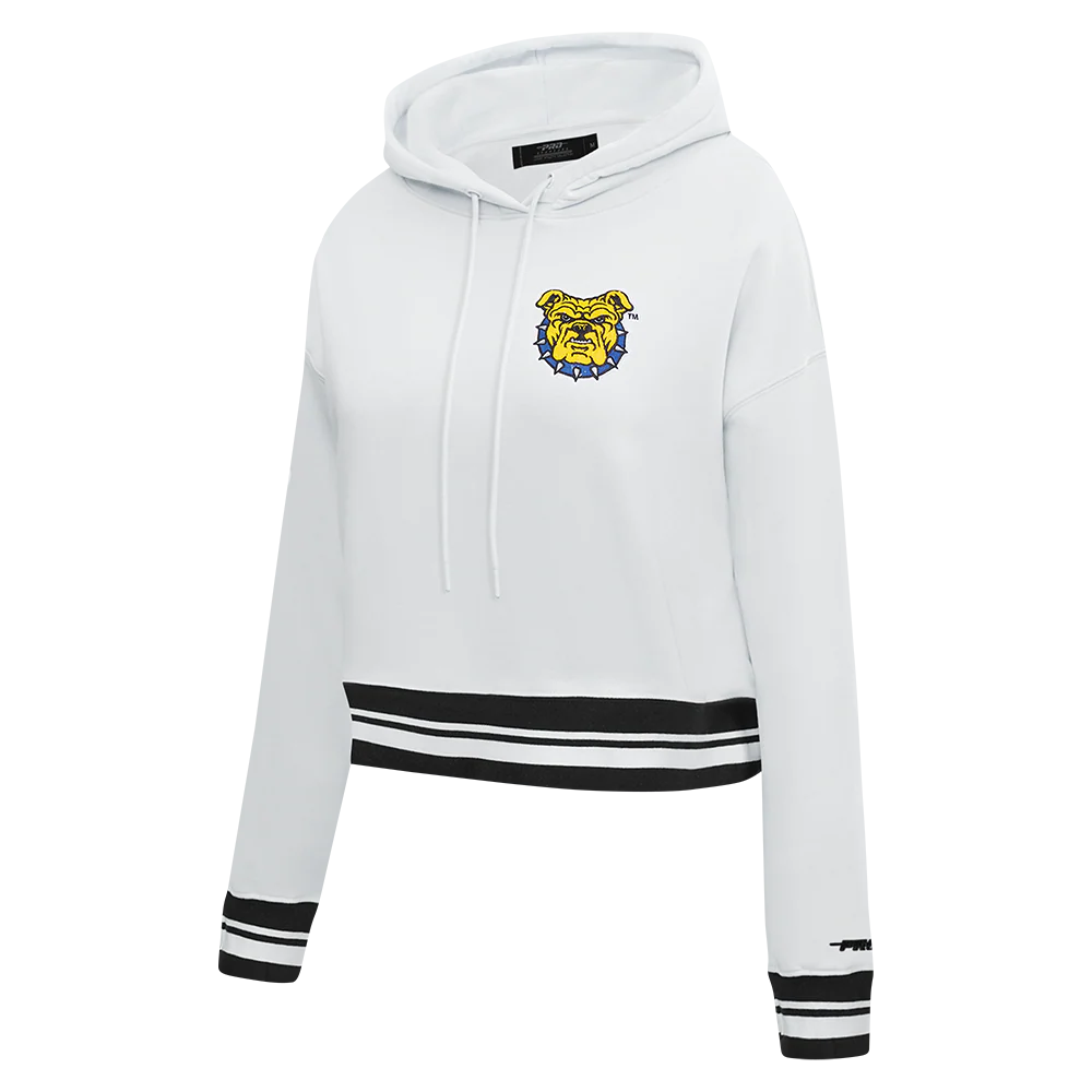 COLLEGE NORTH CAROLINA A&T STATE UNIVERSITY CLASSIC WOMEN'S RIB FLC CROPPED (WHITE/BLACK) - Image 2