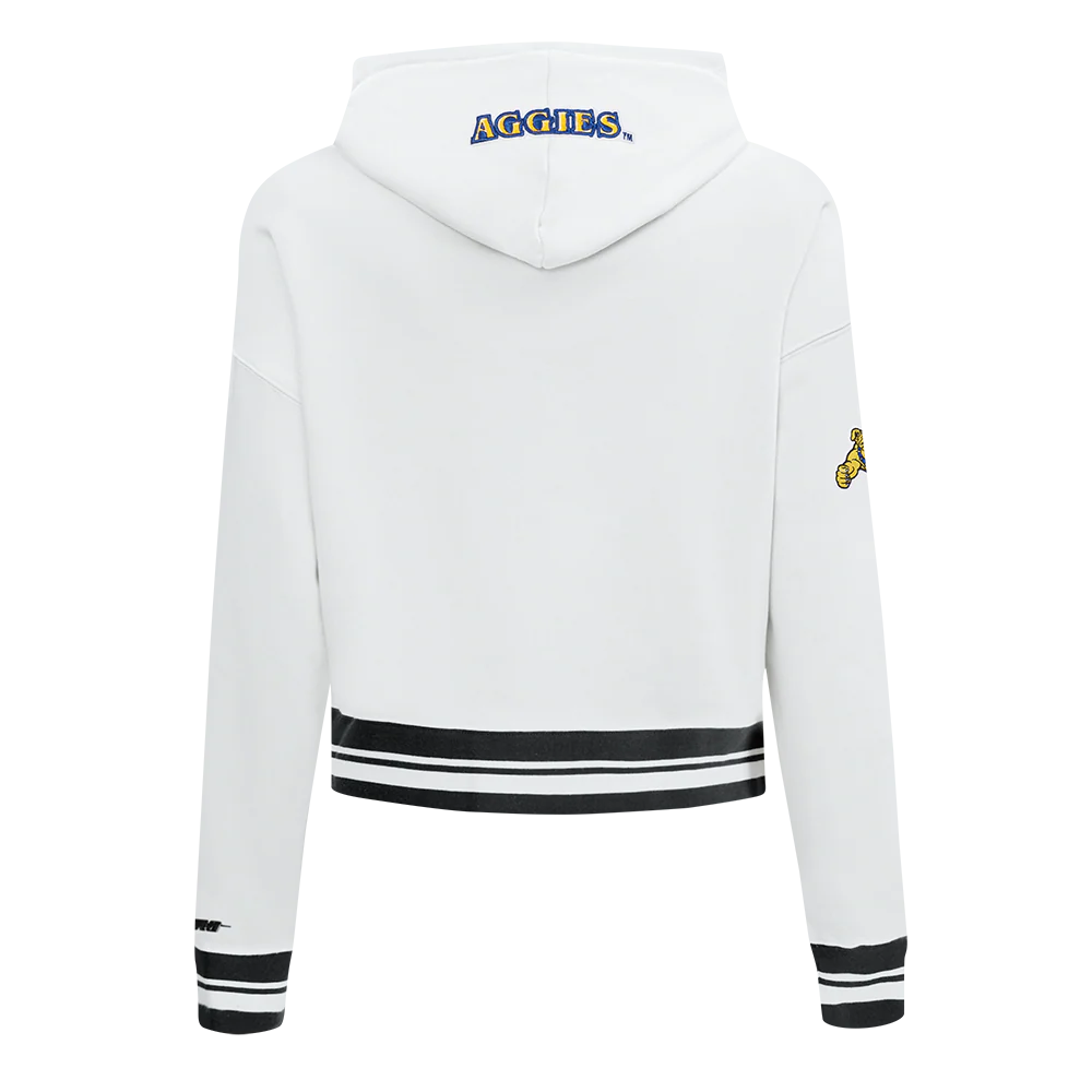 COLLEGE NORTH CAROLINA A&T STATE UNIVERSITY CLASSIC WOMEN'S RIB FLC CROPPED (WHITE/BLACK) - Image 3