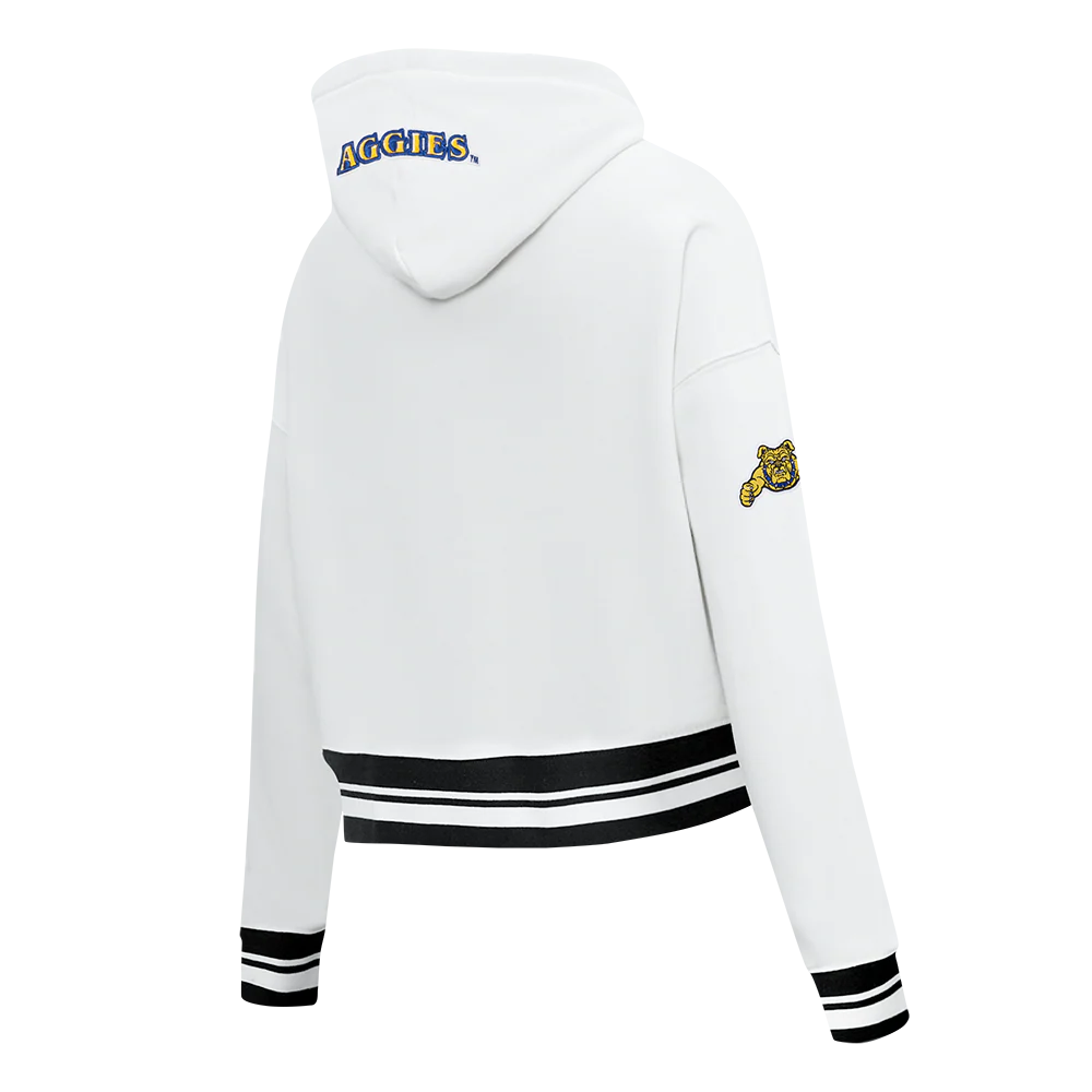 COLLEGE NORTH CAROLINA A&T STATE UNIVERSITY CLASSIC WOMEN'S RIB FLC CROPPED (WHITE/BLACK) - Image 4